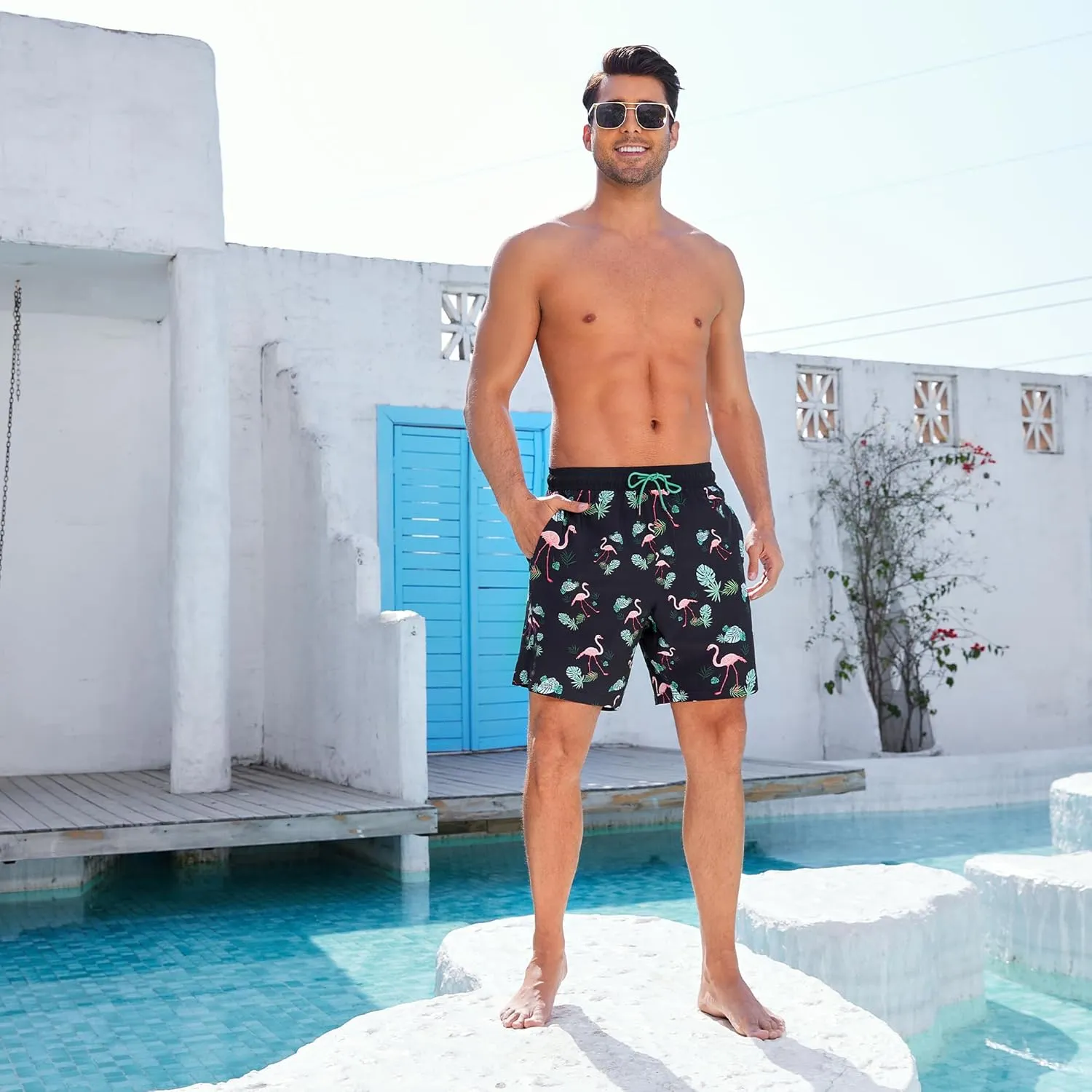 Ultrafun Mens Swim Trunks with Compression Liner 7 Inch Inseam Quick Dry 2 in 1 Swimming Board Shorts Swimsuit for Men