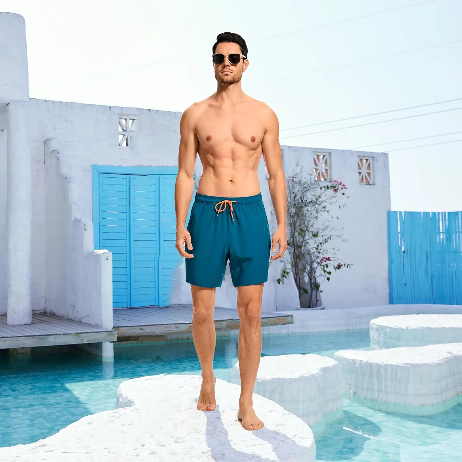 Ultrafun Mens Swim Trunks with Compression Liner 7 Inch Inseam Quick Dry 2 in 1 Swimming Board Shorts Swimsuit for Men