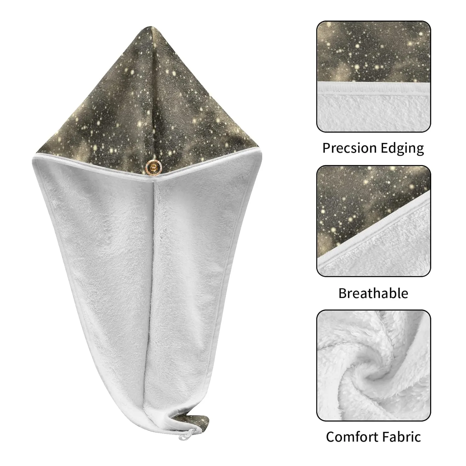 Universe, Nebula Night Starry Sky Rainbow Glittering Galaxy 2 Packs Hair Towel Wrap, Absorbent Turban Bath Hair Towel Hat, Quick Drying Hair Towel with Button for Curly, Long, Thick Hair