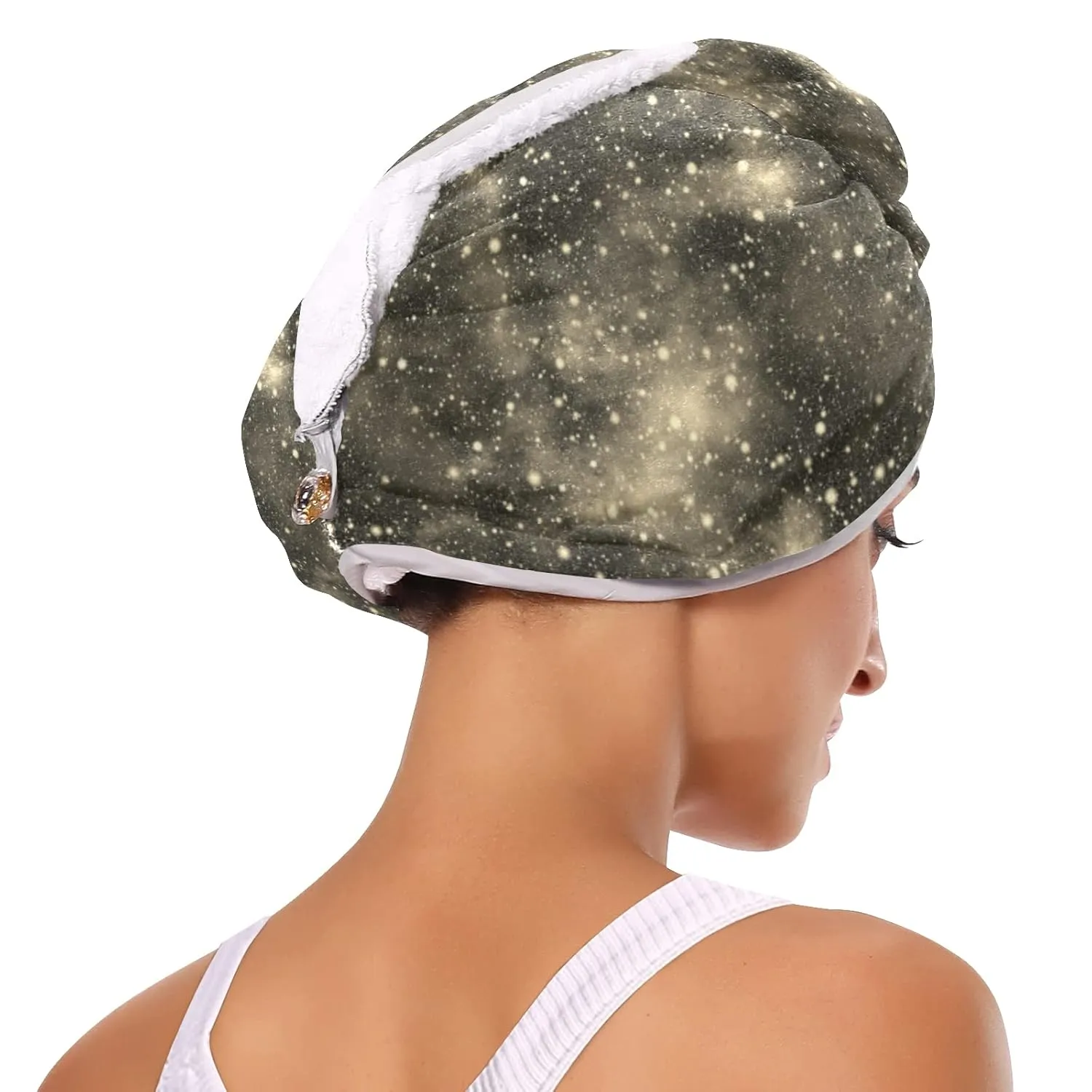 Universe, Nebula Night Starry Sky Rainbow Glittering Galaxy 2 Packs Hair Towel Wrap, Absorbent Turban Bath Hair Towel Hat, Quick Drying Hair Towel with Button for Curly, Long, Thick Hair