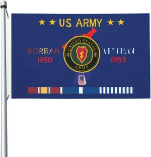 US Army 25th Infantry Division Korean Veteran 3x5 FT Flag - Vivid Printing, Indoor Outdoor Banner with Brass Grommets