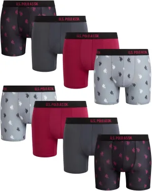 U.S. Polo Assn. Men's Underwear - Performance Stretch Boxer Briefs with Comfort Pouch (8 Pack)