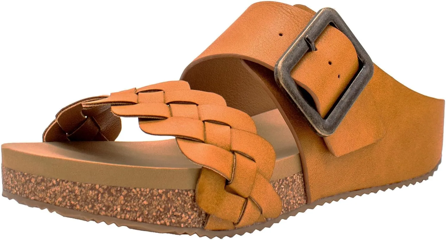 VOLATILE Womens Morel Slide Casual Sandals Casual Low Heel 1-2" - Brown