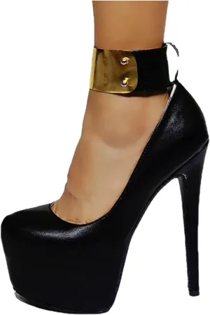 Vujkliy Women's Black 16CM High Heels Sexy Catwalk Water Platform High Heels Large Size Crossdressing Shoes