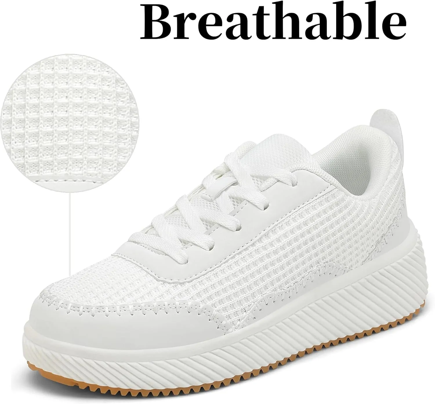 VZQ Platform Sneakers for Women,Comfortable Low Top Braided Womens Chunky Sneakers Casual Classic Tennis Shoes for Walking