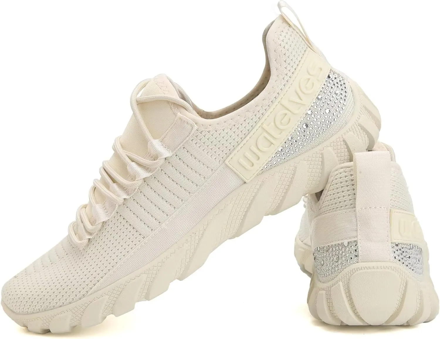 WateLves Rhinestone Sneakers for Women Chunky Slip On Walking Shoes Casual Fashion Tennis Workout Sneakers