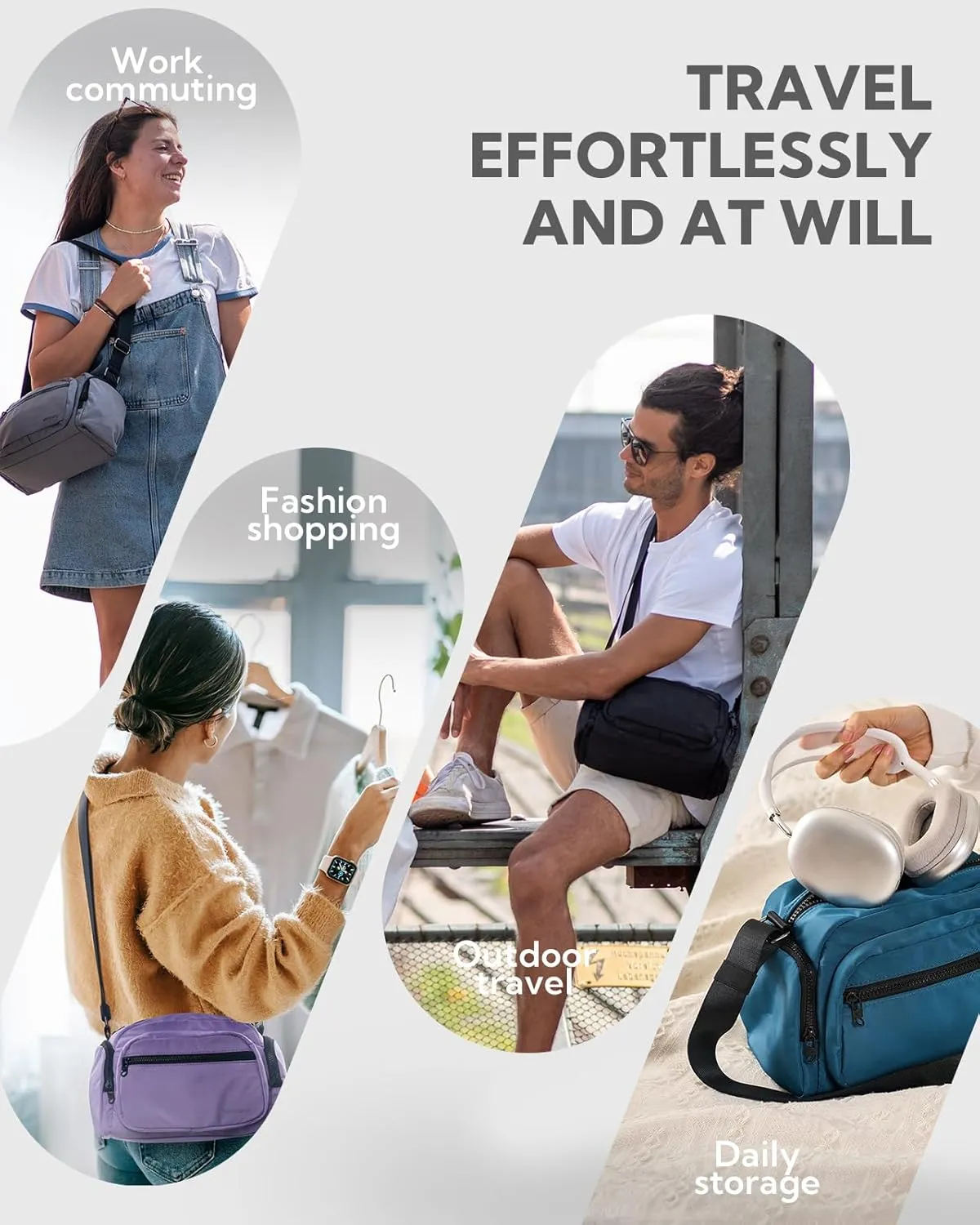 WATERFLY Multiple Pockets Crossbody Bags: 6L Large Nylon Purses 2025 - Travel Shoulder Cross Body Purse for Women Men