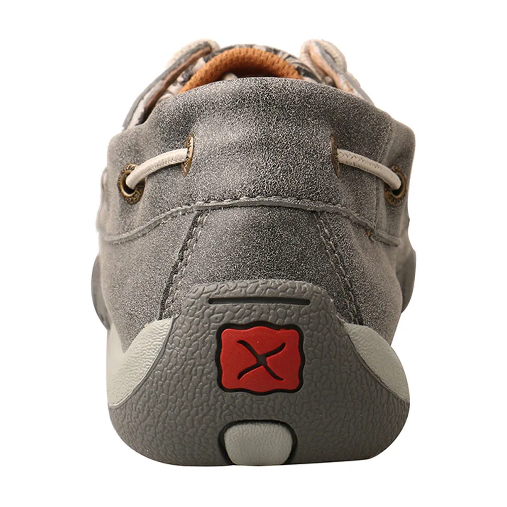 WDM0130 Twisted X Women’s Boat Shoe Driving Moc -Grey Floral Tooled