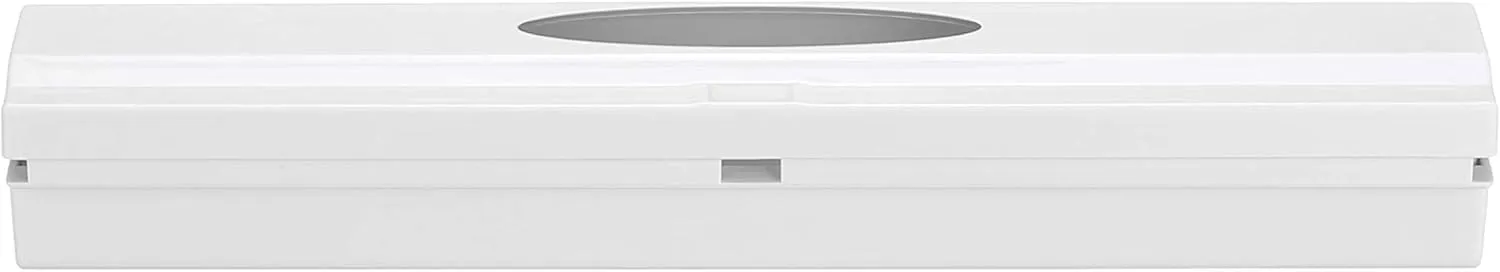 WENKO Plastic Wrap Dispenser with Cutter, Saran Film Holder, Refillable Aluminum Foil Wrap Dispenser with Slide Cutter for Kitchen Organization, 14.96 x 2.05 x 2.64 in, White