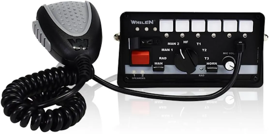 Whelen 295SLSA6 Siren & Light Controller – Dual 100-Watt Speaker Support, 18 Siren Tones, Hands-Free Operation, SAE J1849 and Title XIII Compliant, Night Visibility LED Buttons