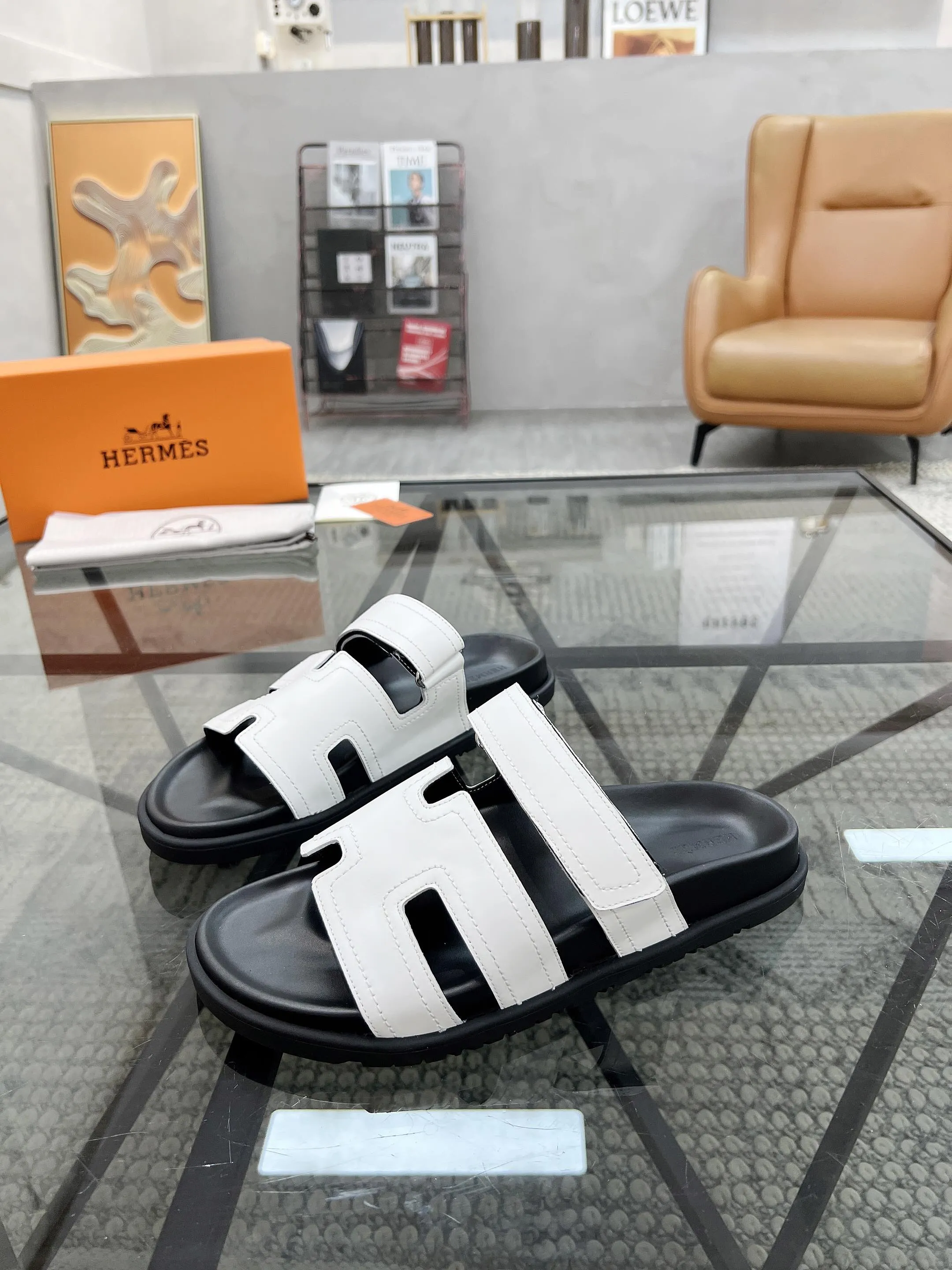 White Slide Sandals