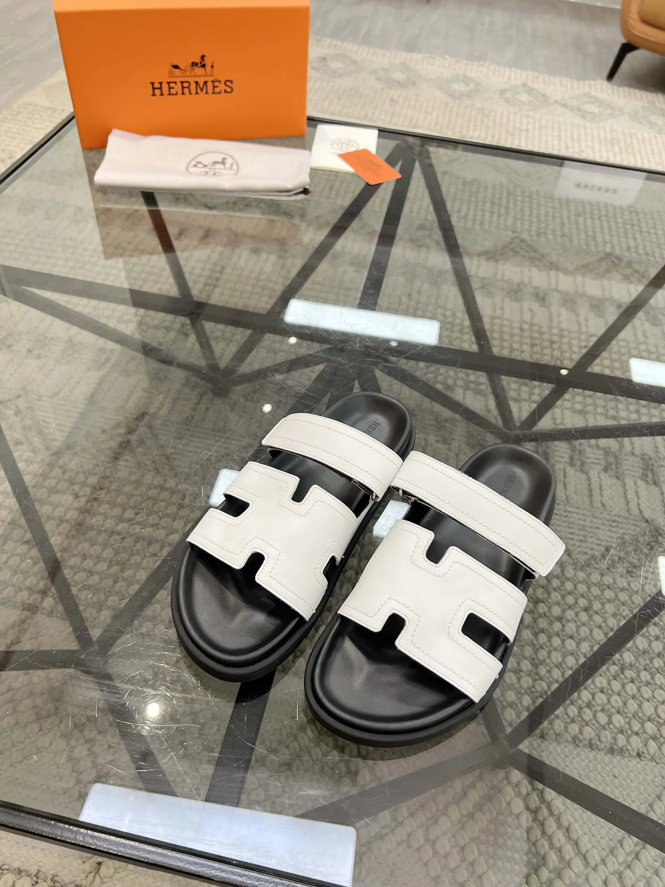 White Slide Sandals