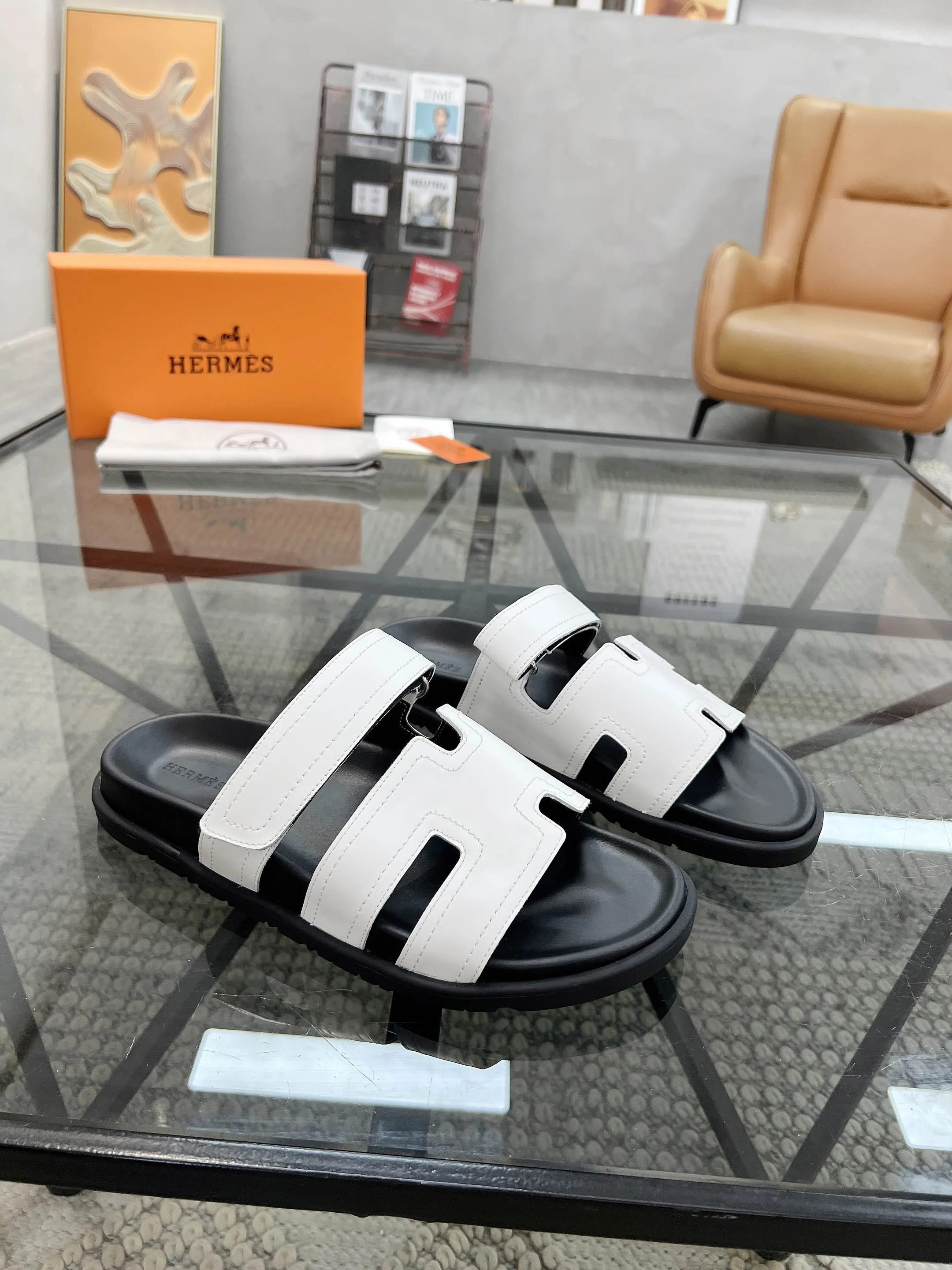 White Slide Sandals