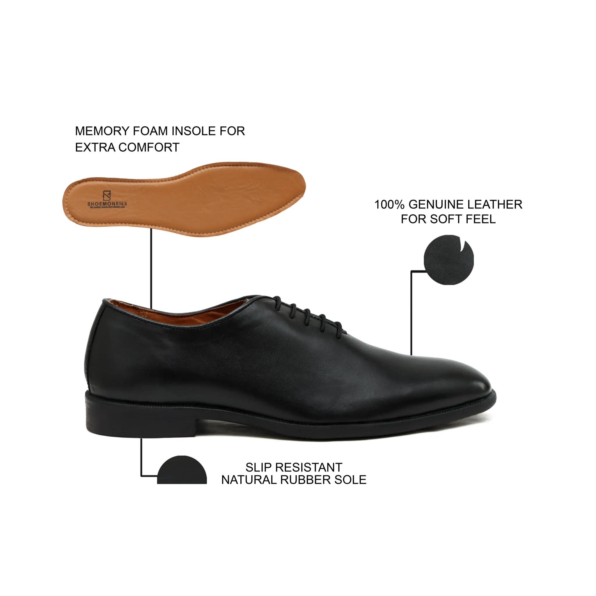 Wholecut Oxford Formal Shoes Black