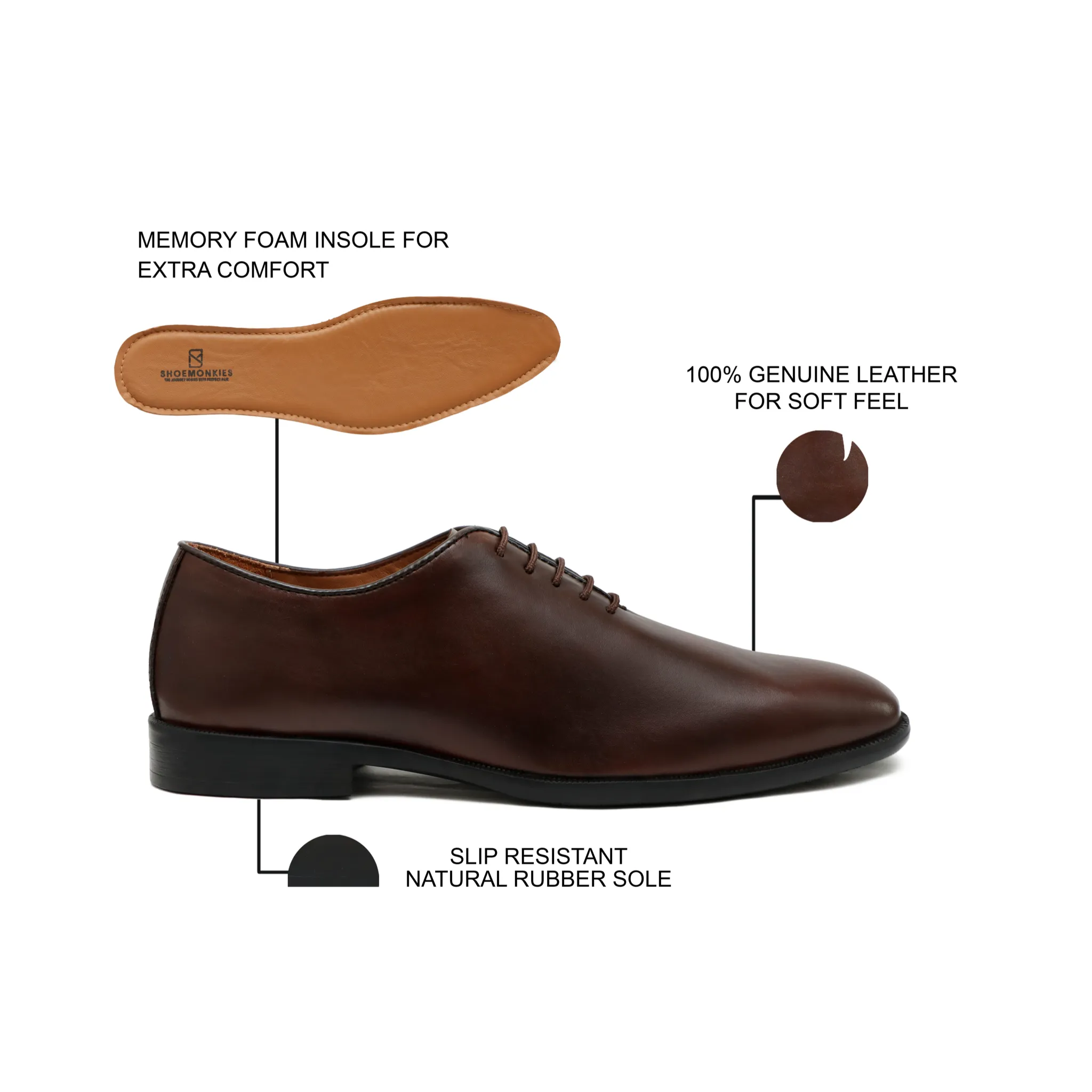 Wholecut Oxford Formal Shoes Brown
