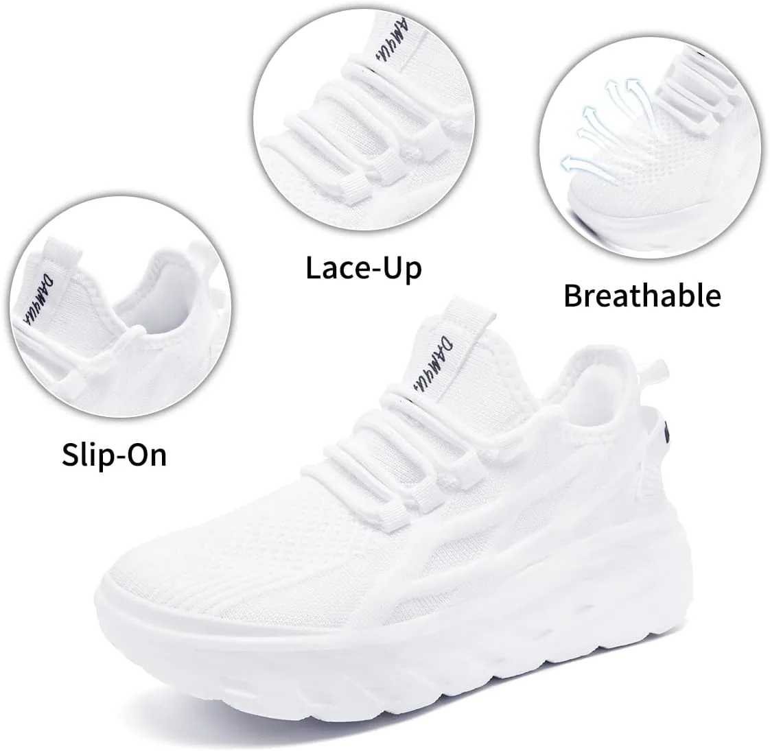 Womens Casual Walking Thick Sole Slip On Shoes Elevator Height Increase Sneaker for Women Comfort Breathable Fashion