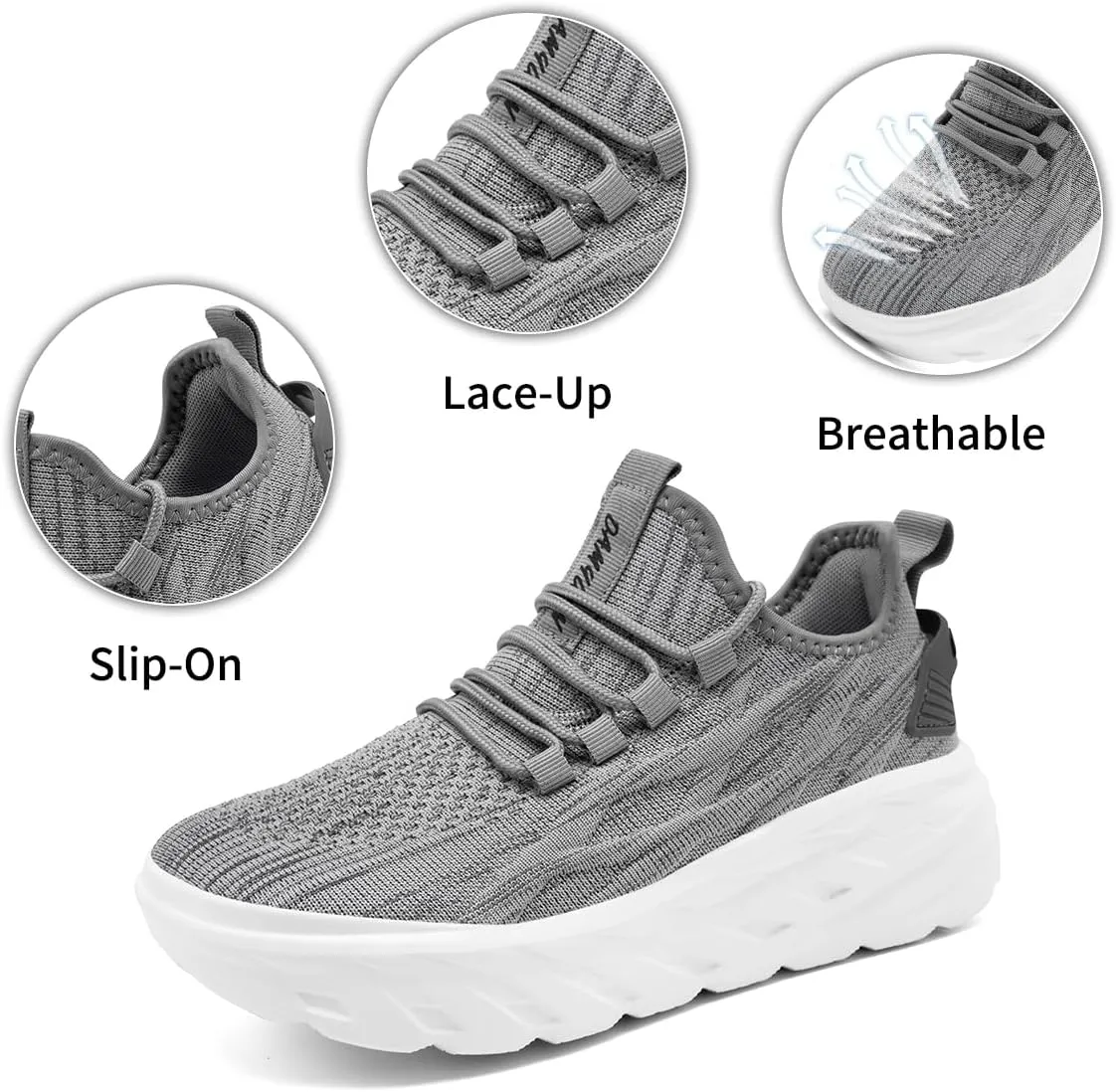 Womens Casual Walking Thick Sole Slip On Shoes Elevator Height Increase Sneaker for Women Comfort Breathable Fashion