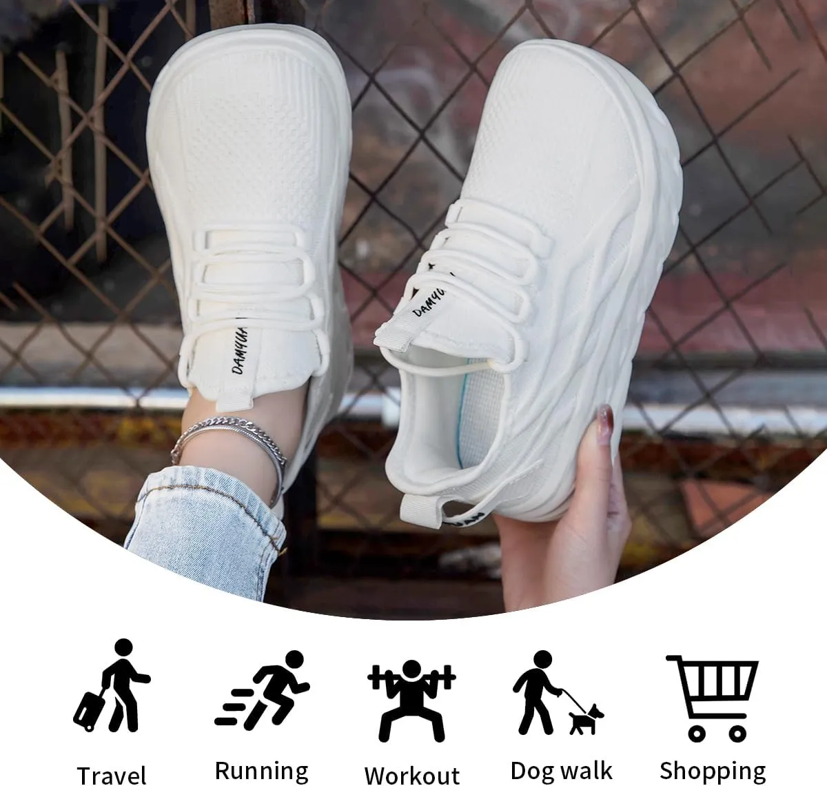 Womens Casual Walking Thick Sole Slip On Shoes Elevator Height Increase Sneaker for Women Comfort Breathable Fashion