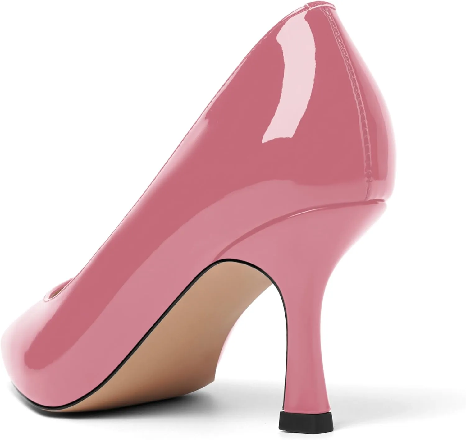 Womens Dress Pointed Toe Wedding Patent Slip On Spool High Heel Pumps Shoes 3 Inch