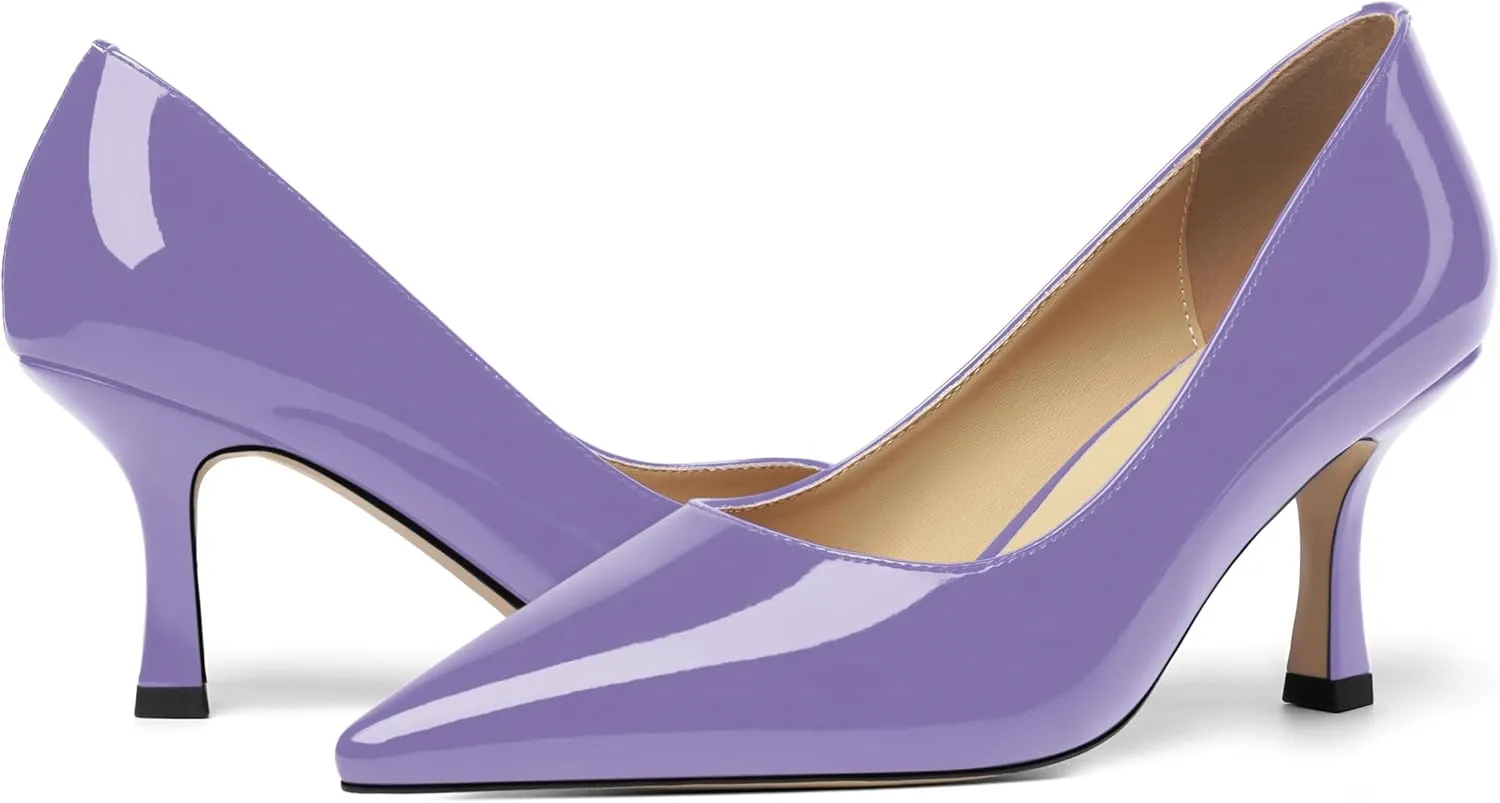 Womens Dress Pointed Toe Wedding Patent Slip On Spool High Heel Pumps Shoes 3 Inch