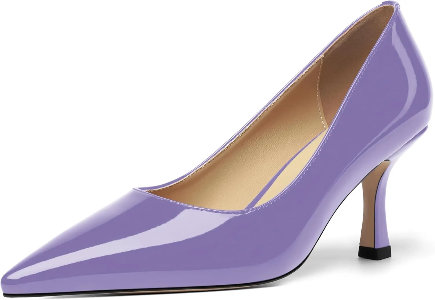 Womens Dress Pointed Toe Wedding Patent Slip On Spool High Heel Pumps Shoes 3 Inch
