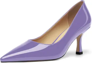 Womens Dress Pointed Toe Wedding Patent Slip On Spool High Heel Pumps Shoes 3 Inch