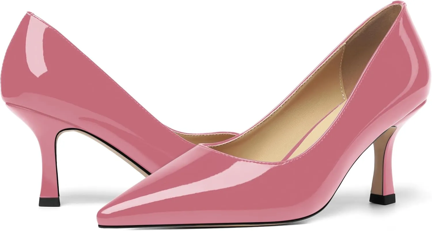 Womens Dress Pointed Toe Wedding Patent Slip On Spool High Heel Pumps Shoes 3 Inch