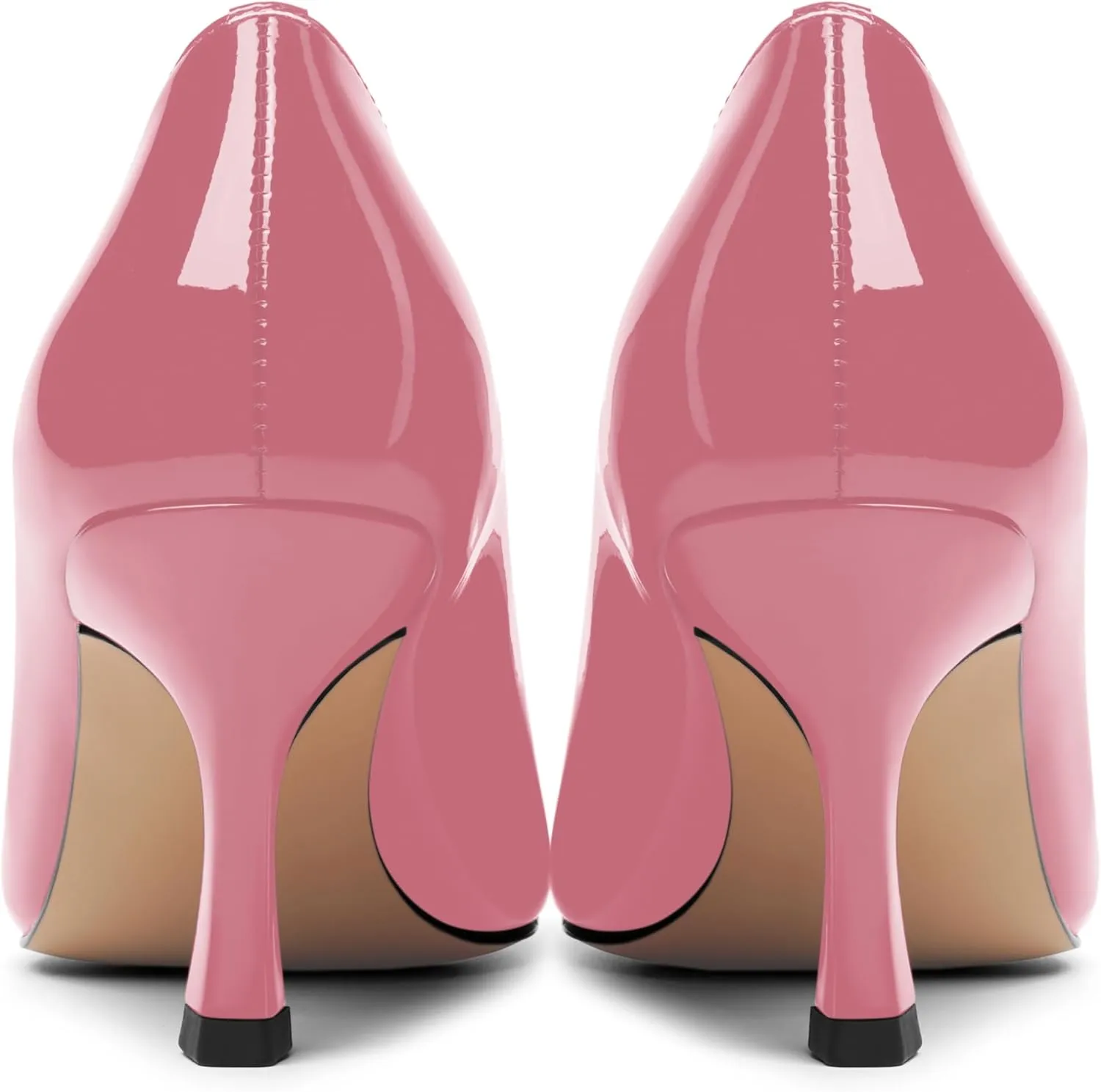 Womens Dress Pointed Toe Wedding Patent Slip On Spool High Heel Pumps Shoes 3 Inch