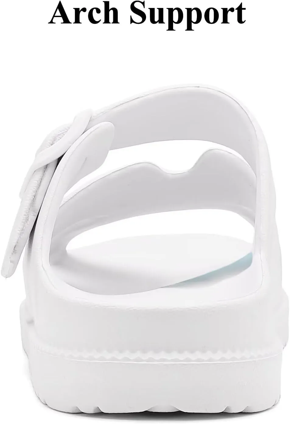 Women's Flat Sandals with Arch Support, Summer Beach Slides Adjustable Buckle, Comfort Lightweight Cushion Slip on H-Strap Sandal