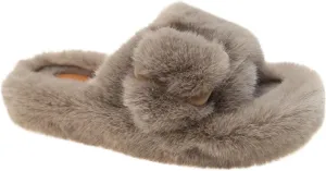 Women's Fuzzy Slippers Fluffy Cozy Comfy Memory Foam Open Toe House Slippers Faux Fur Soft Plush Cross Band Slides Anti-Skid Indoor Outdoor Home Bedroom for Women