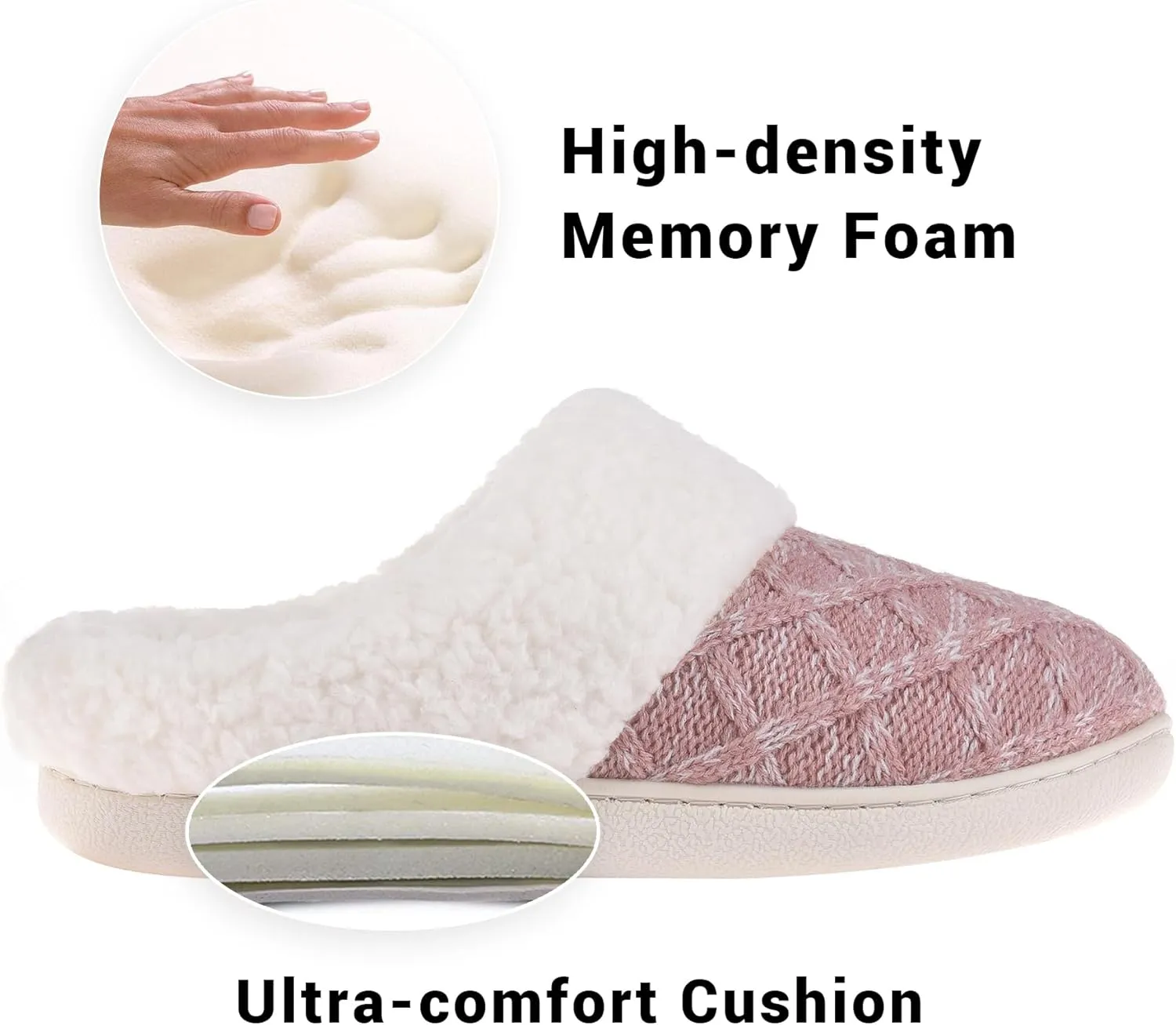 Women's House Slippers Memory Foam Fuzzy Slip on Slide Slippers Ladies Soft Bedroom Shoes for Indoor & Outdoor