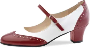 Women's Mary Jane Kitten Heel Two Tone Splicing Wingtip Pumps Closed Round Toe 1.8 Inch Chunky Heel with Ankle Strap Oxford Style Party Office Lady Dress Pumps Shoe