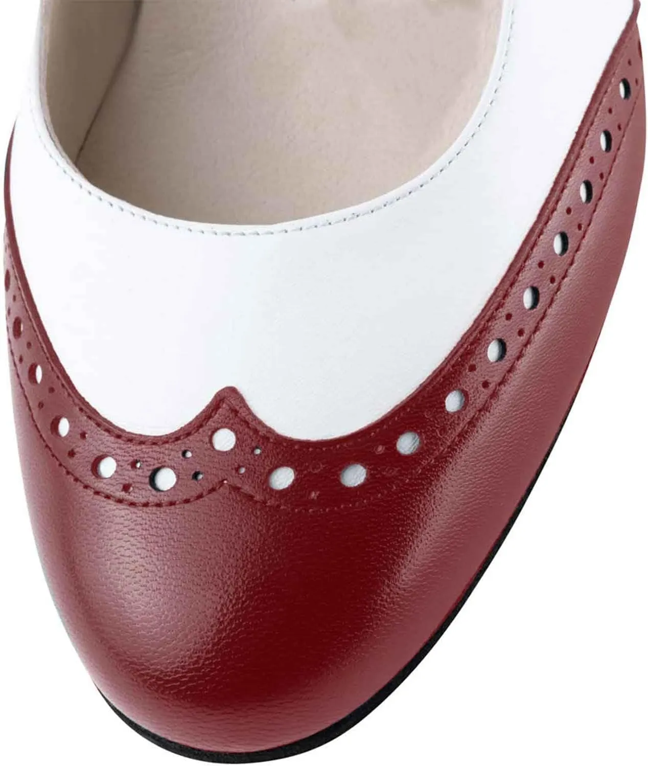 Women's Mary Jane Kitten Heel Two Tone Splicing Wingtip Pumps Closed Round Toe 1.8 Inch Chunky Heel with Ankle Strap Oxford Style Party Office Lady Dress Pumps Shoe