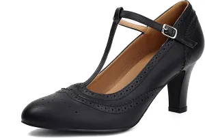 Women's Mary Jane Rockability Oxford Close Round Toe Vintage Wingtip 1950s Heels T-Straps Retro 1920s Victorian Pumps Shoes