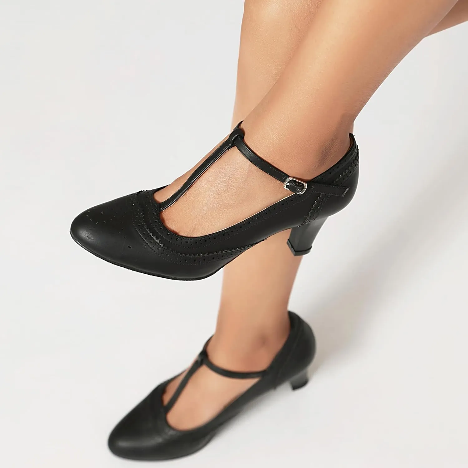 Women's Mary Jane Rockability Oxford Close Round Toe Vintage Wingtip 1950s Heels T-Straps Retro 1920s Victorian Pumps Shoes