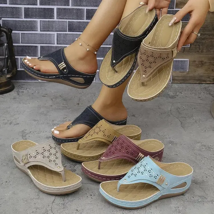 Women's Slide On Wedge Sandals