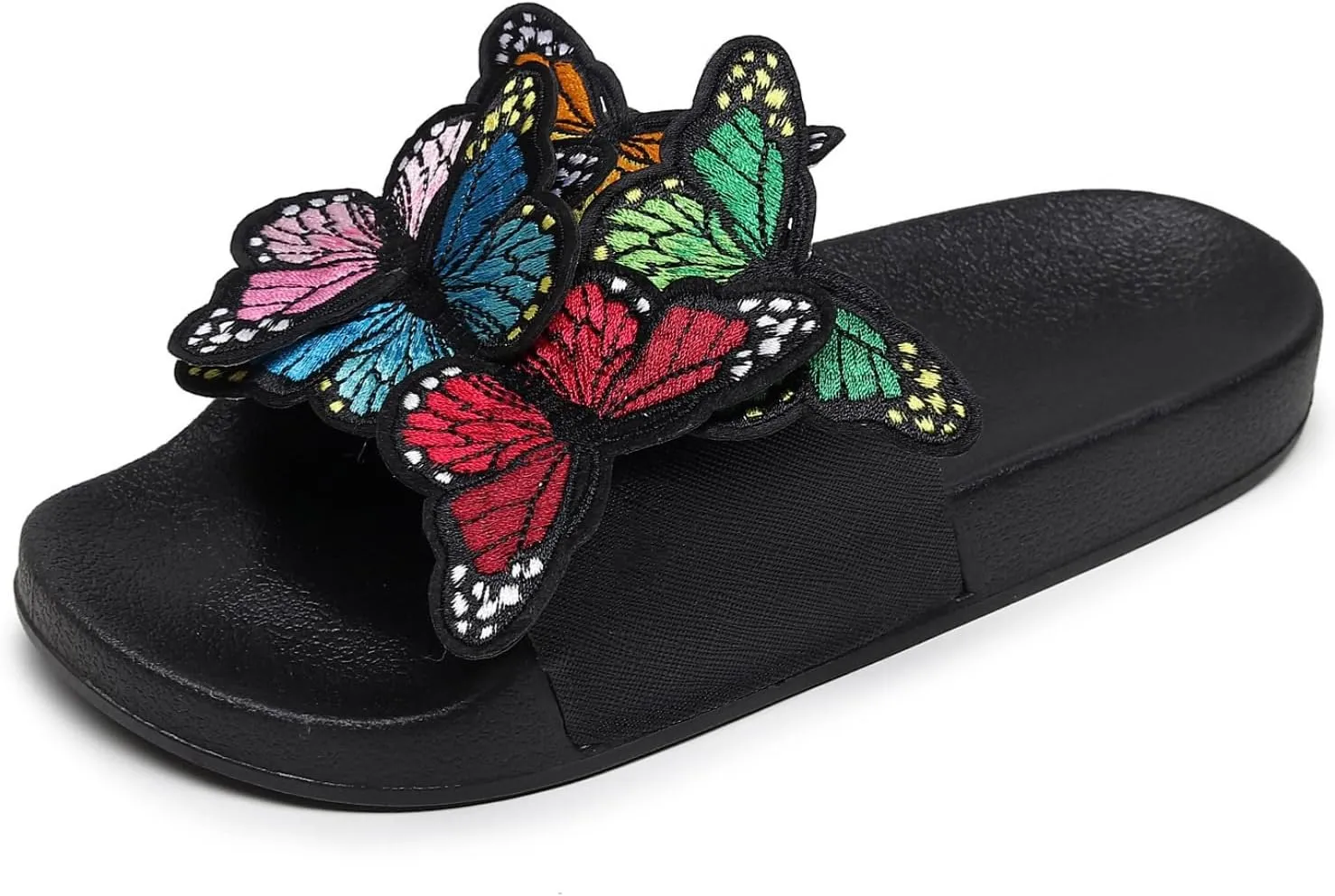 Women's Summer Flat Slide Sandals,Fashion Butterfly Sandals Summer Comfy Anti-Slip Open Toe Beach Slippers