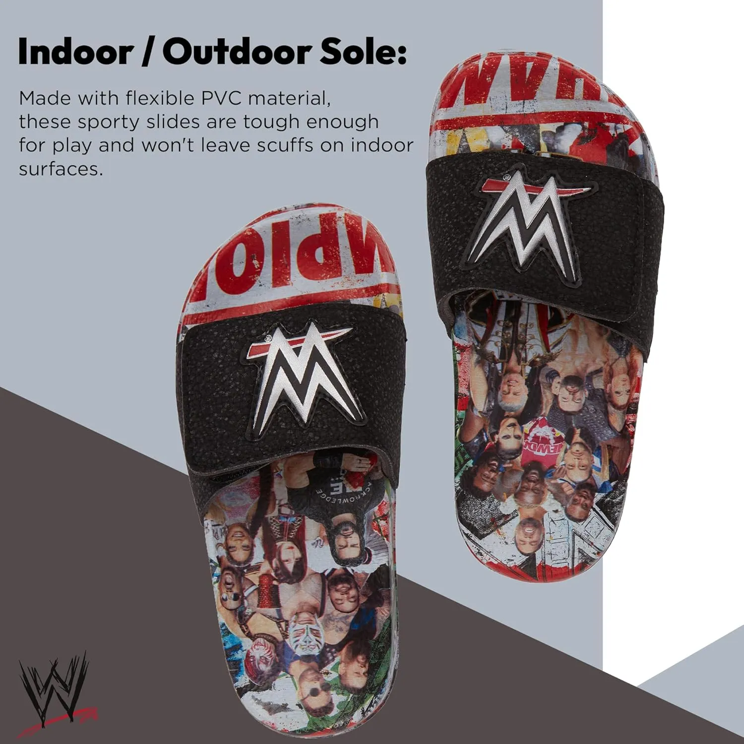 WWE Boys Championship Belt Slides - John Cena, Roman Reigns, Seth Rollins World Wrestling Champion Belt Slip On Slide Sandals