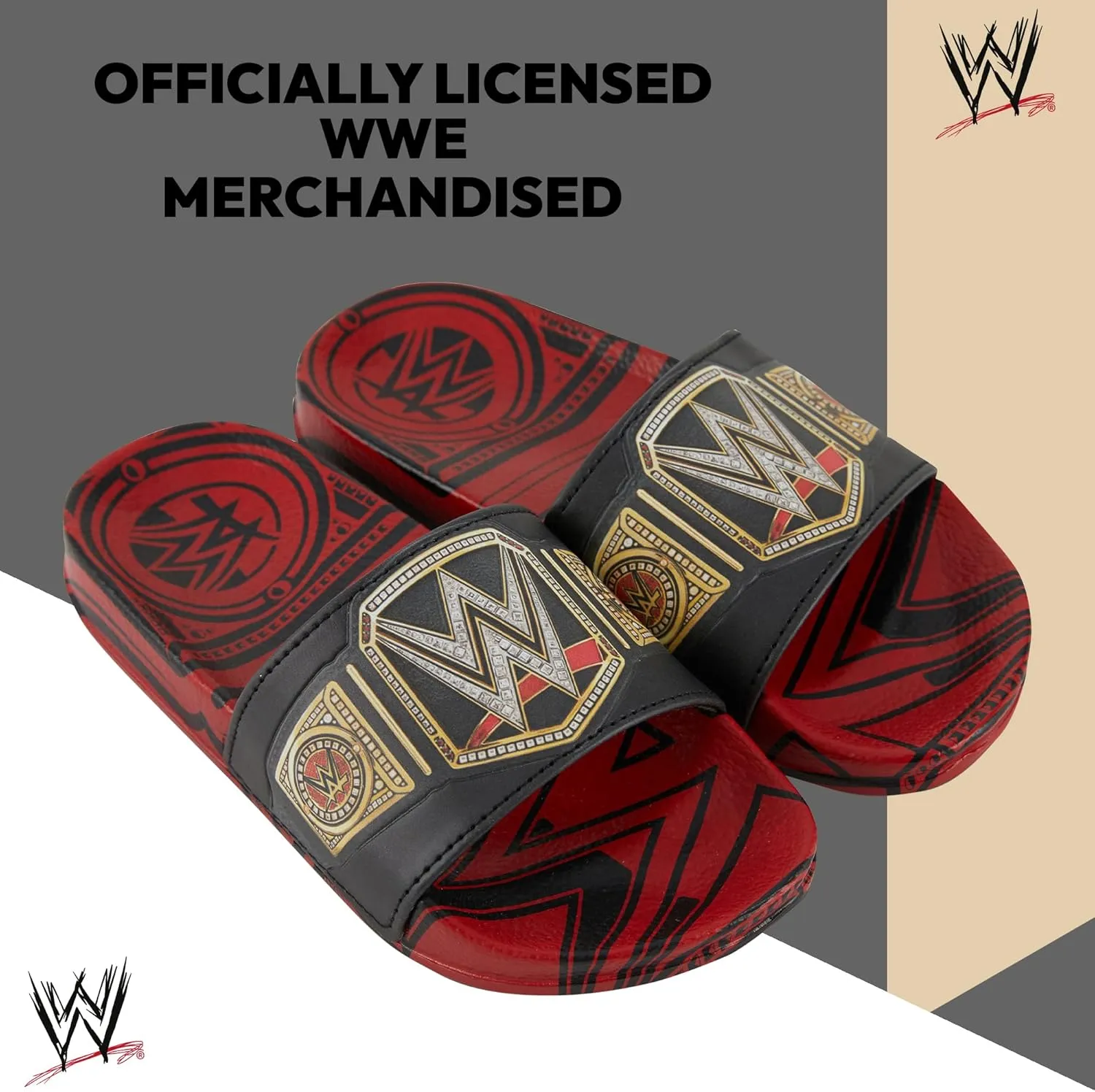 WWE Boys Championship Belt Slides - John Cena, Roman Reigns, Seth Rollins World Wrestling Champion Belt Slip On Slide Sandals