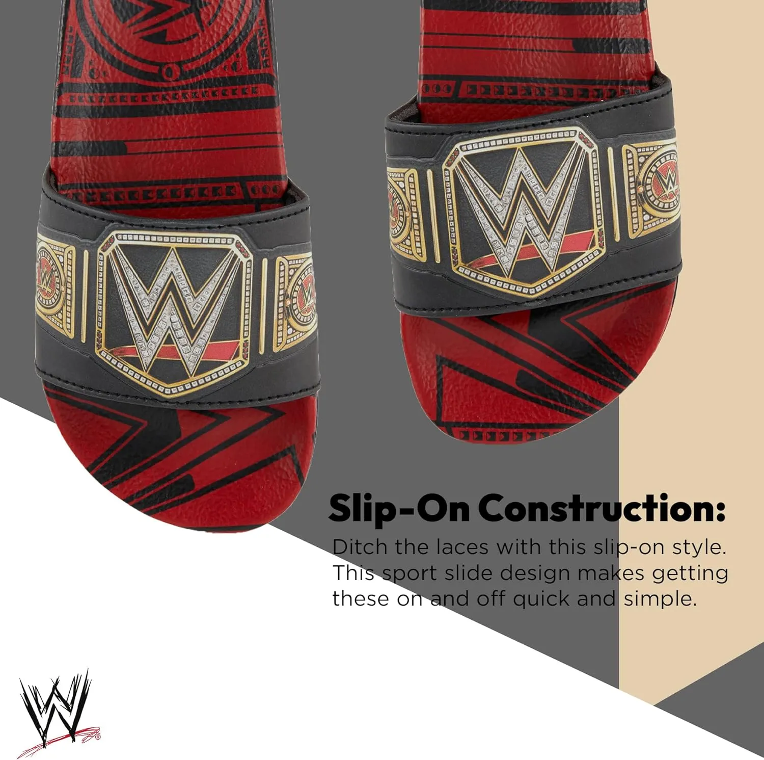WWE Boys Championship Belt Slides - John Cena, Roman Reigns, Seth Rollins World Wrestling Champion Belt Slip On Slide Sandals