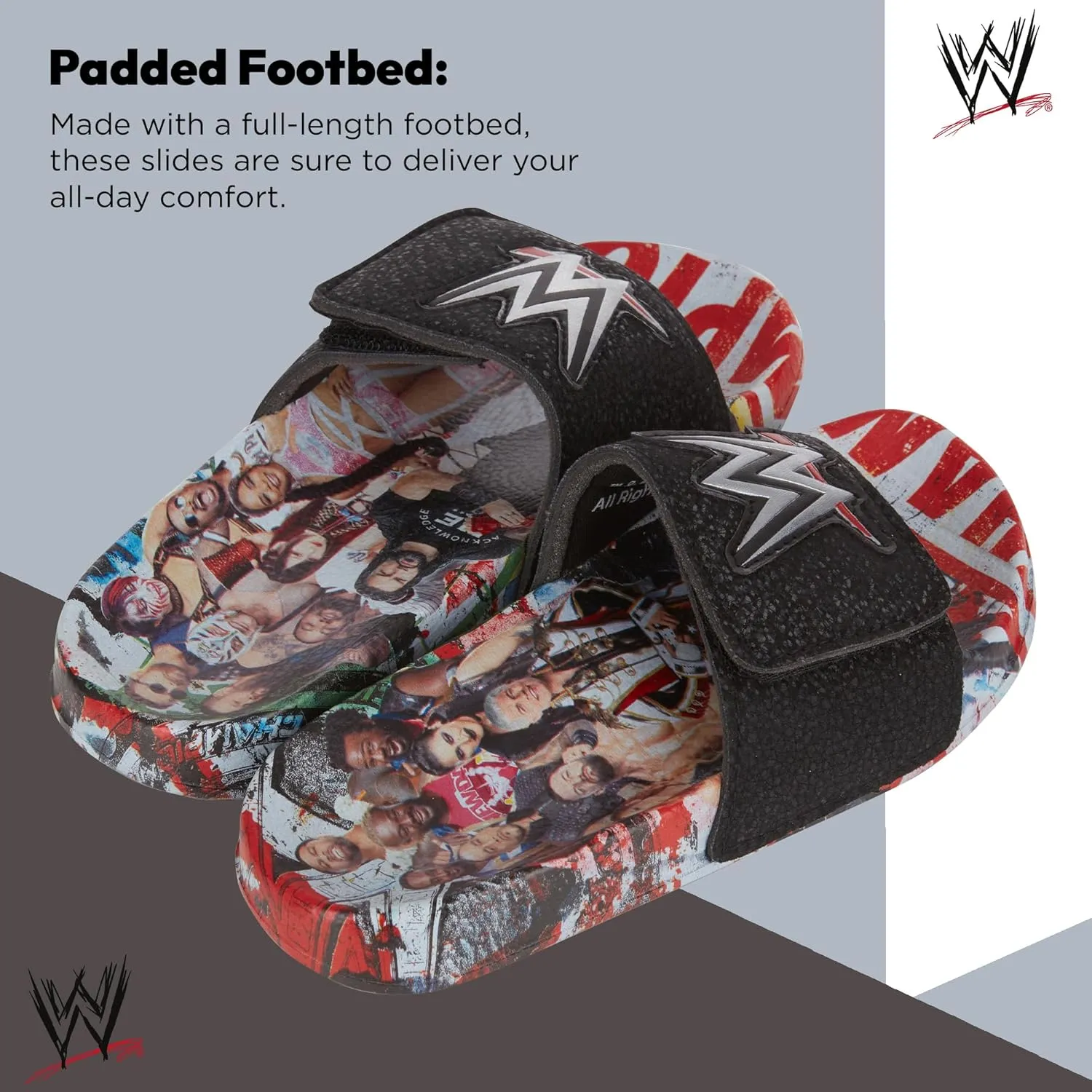WWE Boys Championship Belt Slides - John Cena, Roman Reigns, Seth Rollins World Wrestling Champion Belt Slip On Slide Sandals