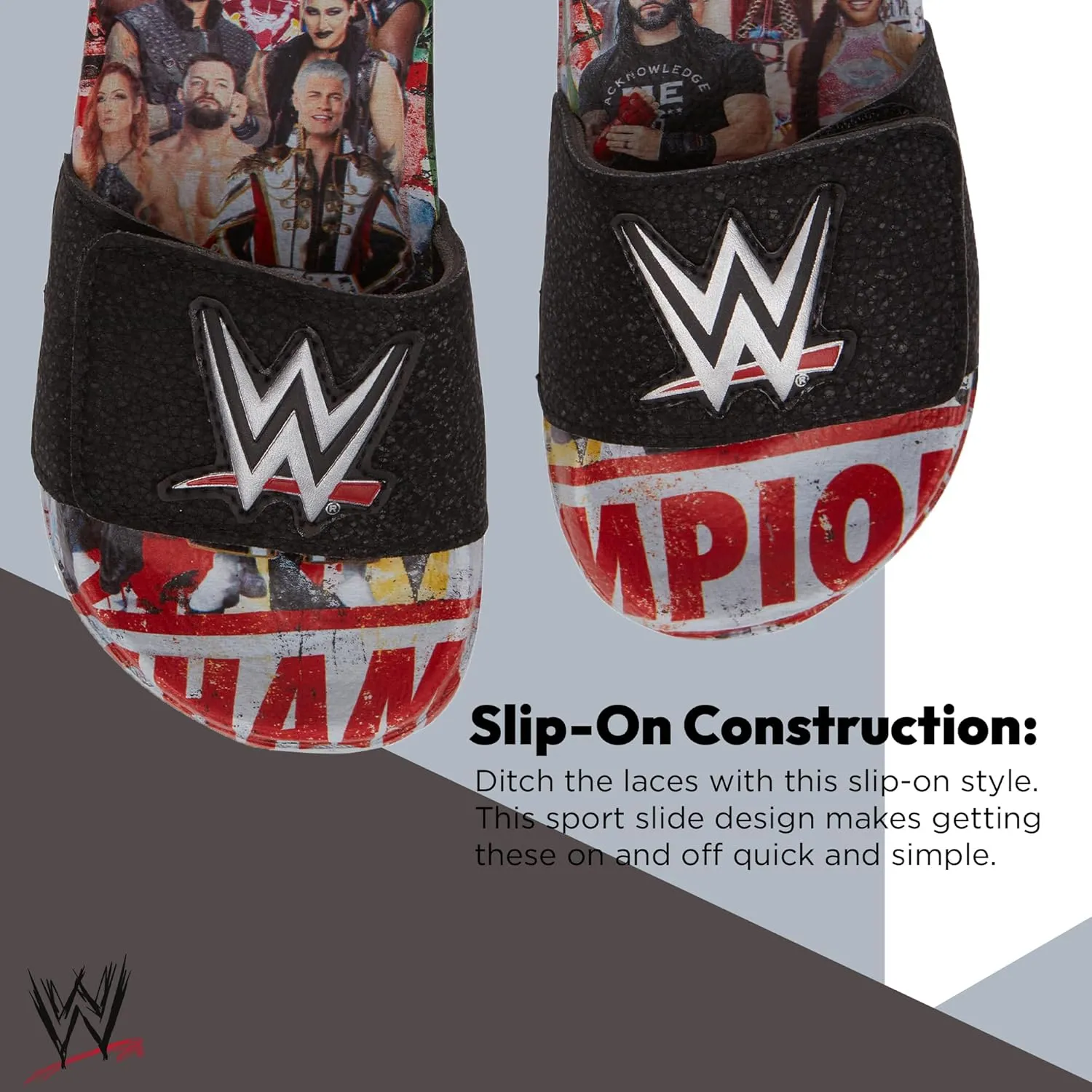 WWE Boys Championship Belt Slides - John Cena, Roman Reigns, Seth Rollins World Wrestling Champion Belt Slip On Slide Sandals