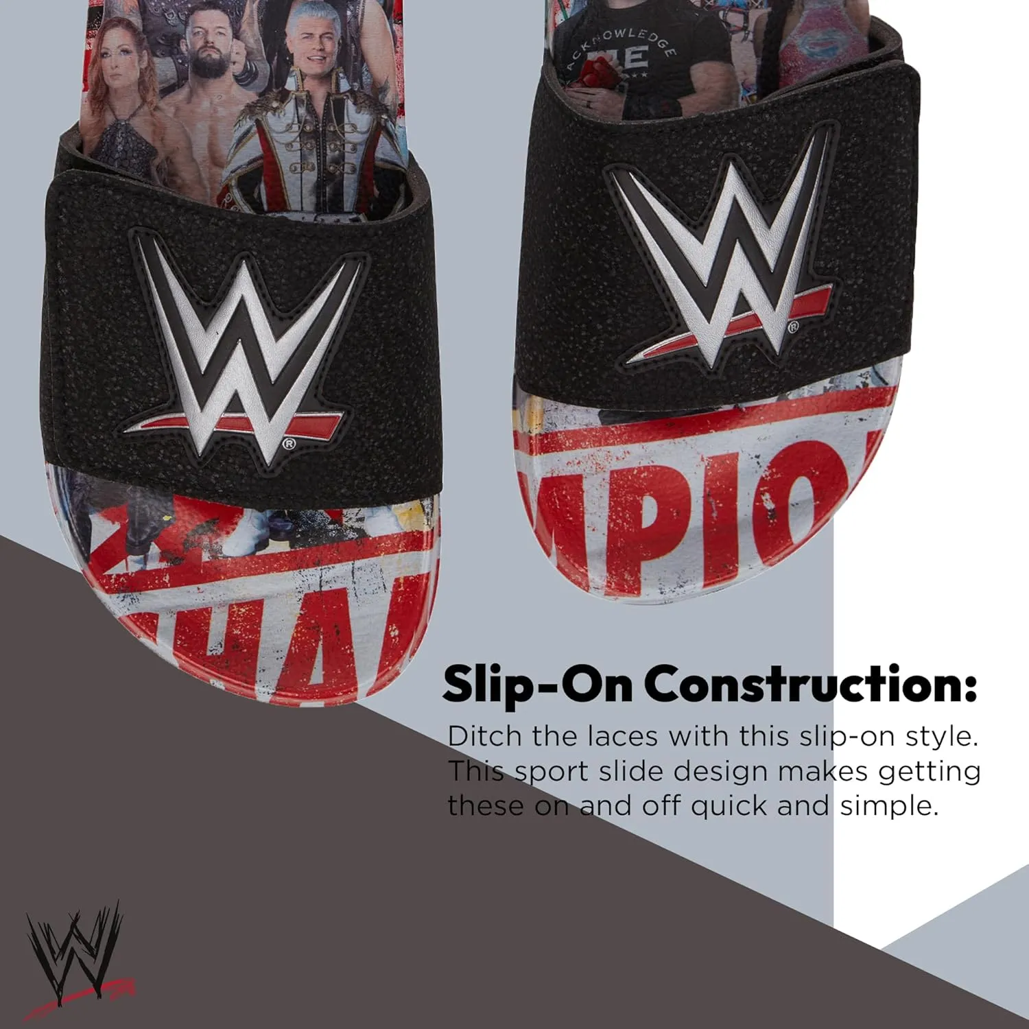 WWE Mens Championship Belt Slides - John Cena, Roman Reigns, Seth Rollins World Wrestling Champion Belt Slip On Slide Sandals