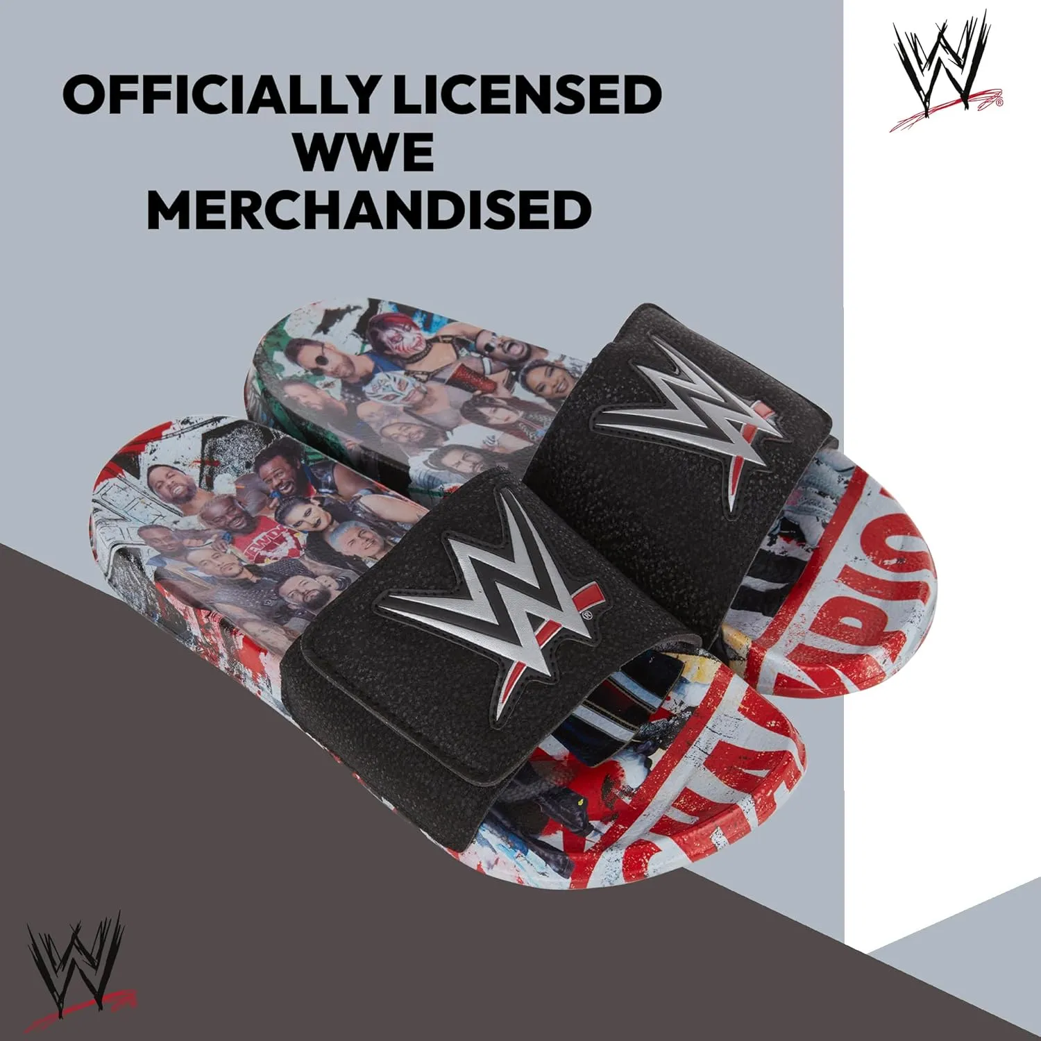 WWE Mens Championship Belt Slides - John Cena, Roman Reigns, Seth Rollins World Wrestling Champion Belt Slip On Slide Sandals