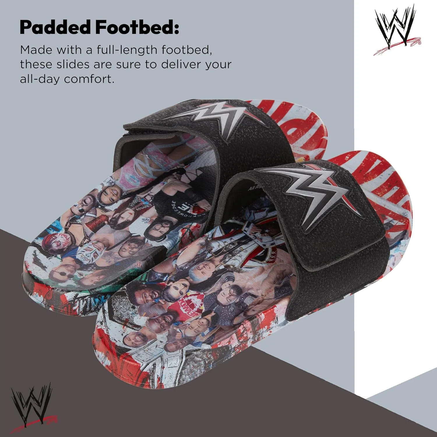 WWE Mens Championship Belt Slides - John Cena, Roman Reigns, Seth Rollins World Wrestling Champion Belt Slip On Slide Sandals