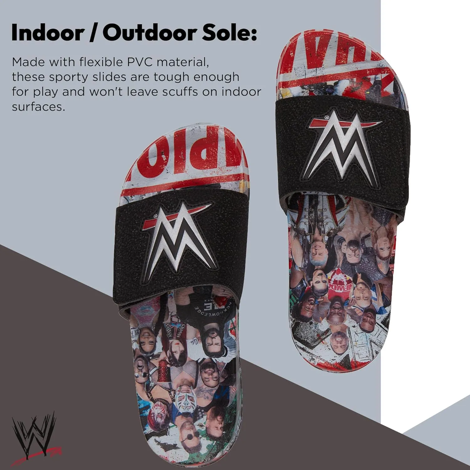 WWE Mens Championship Belt Slides - John Cena, Roman Reigns, Seth Rollins World Wrestling Champion Belt Slip On Slide Sandals