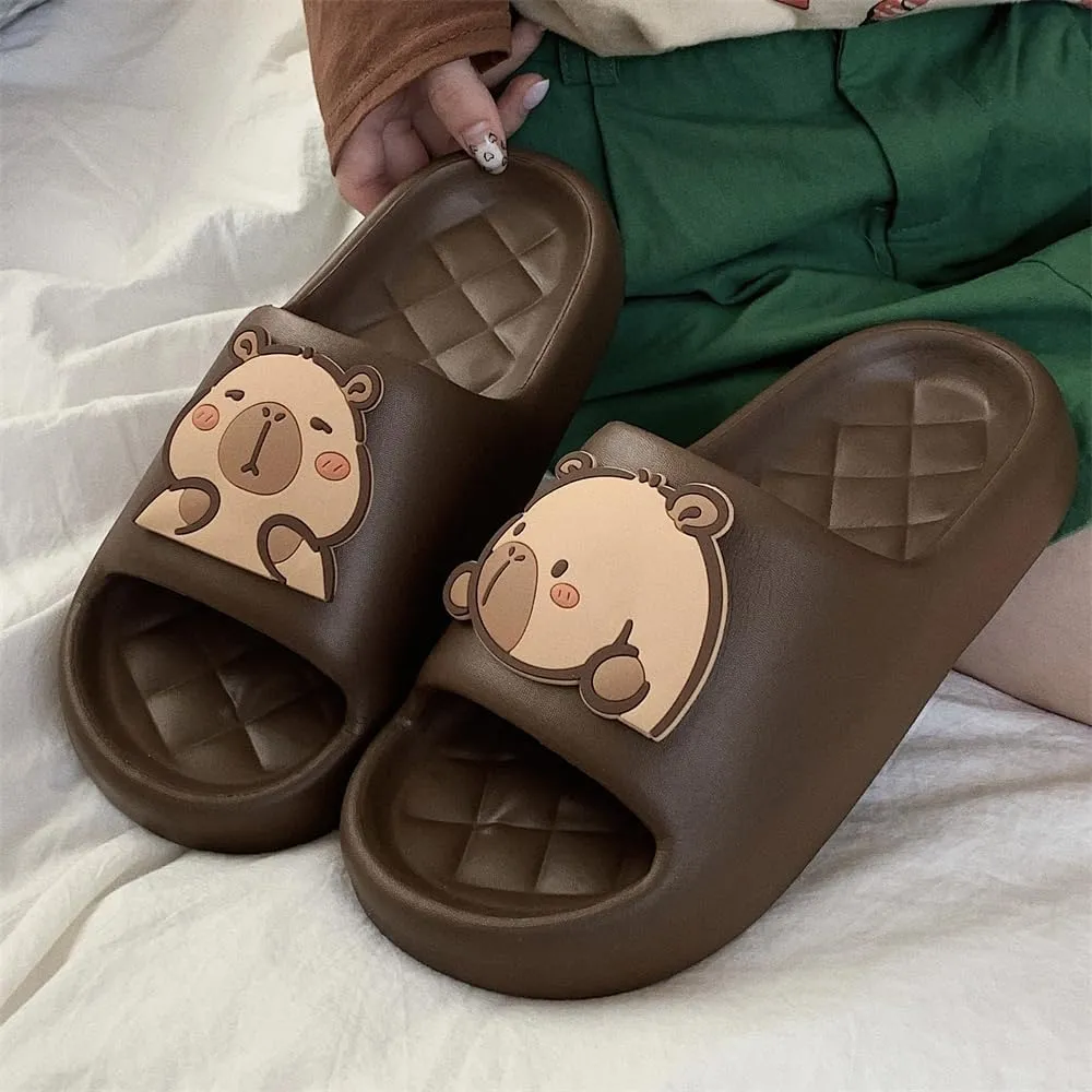 XIXITIAO Men's and Women's Capybara Slides,Cute Animal Capybara Slippers,Non Slip Quick Drying Shower Shoes,Summer Novelty Open Toe Slide
