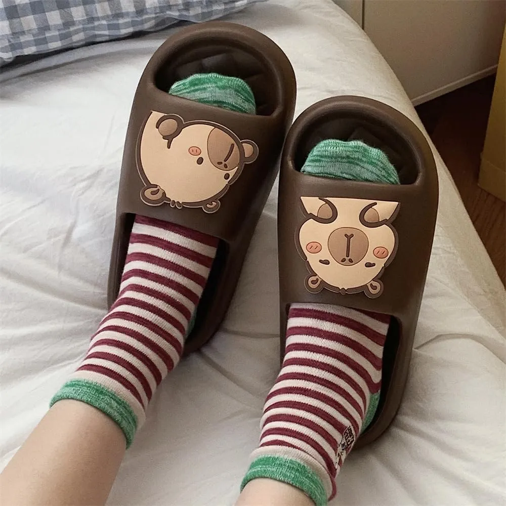 XIXITIAO Men's and Women's Capybara Slides,Cute Animal Capybara Slippers,Non Slip Quick Drying Shower Shoes,Summer Novelty Open Toe Slide
