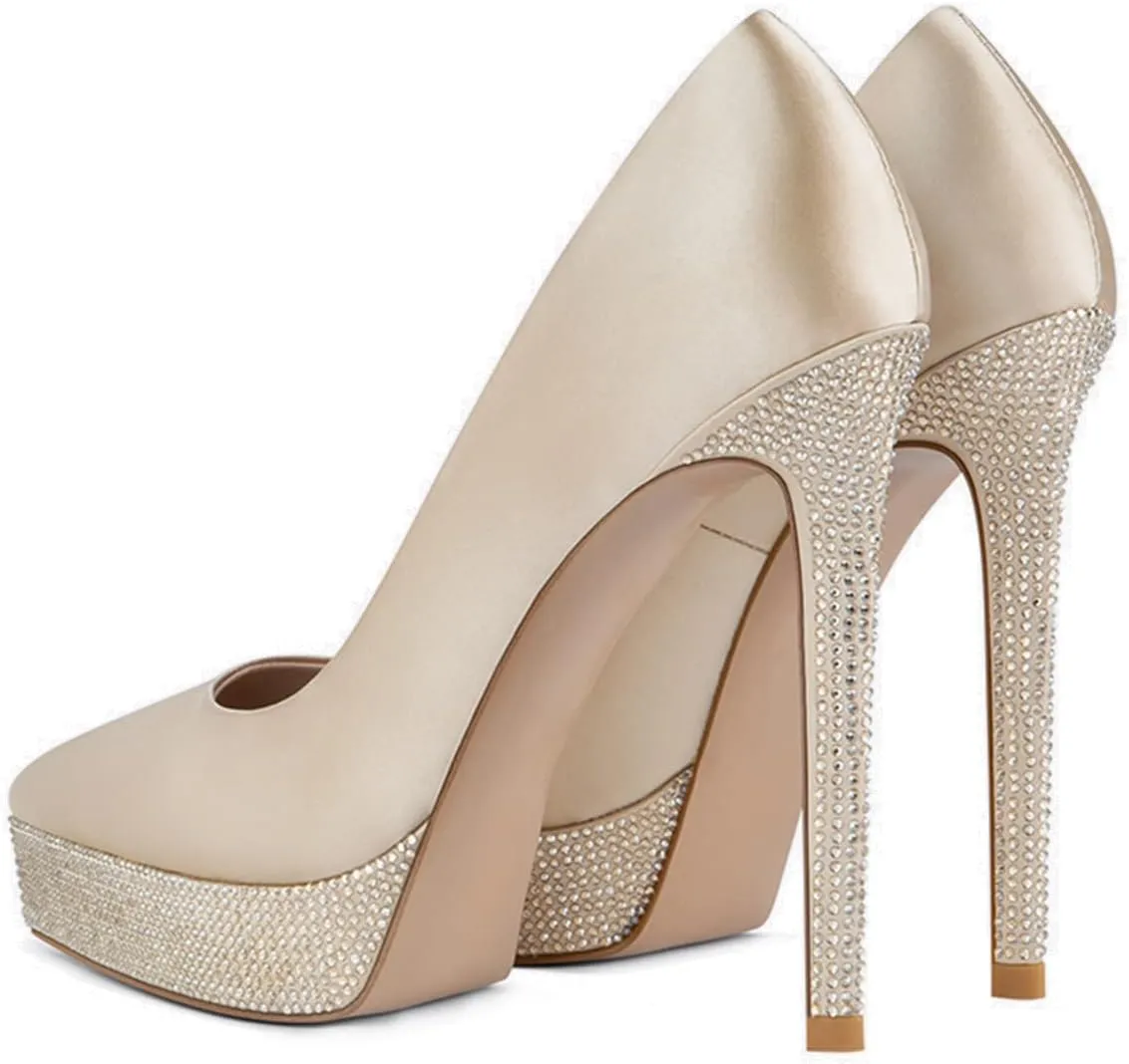 XYD Trendy Platform High Heels for Women Pointed Toe Stilettos Classic Slip On Pumps Evening Party Formal Shoes