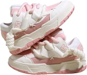Y2K Walking Cute Sneakers for Women Thick Sole Walking Shoes Flat Platform Chunky Kawaii Style